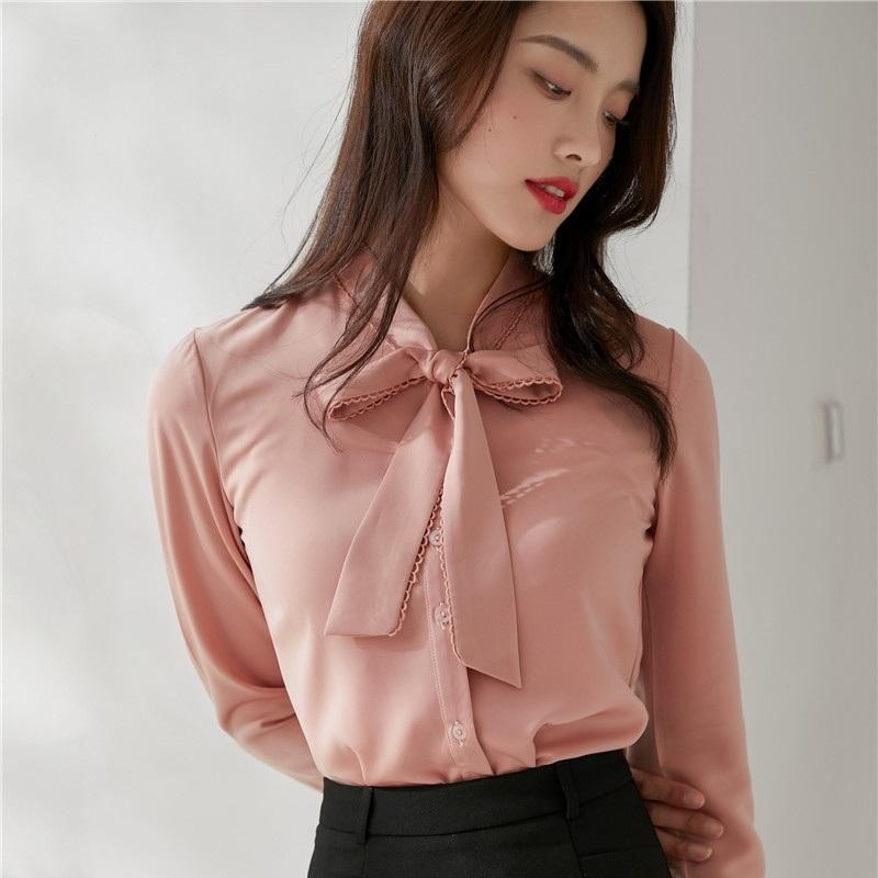 

Women' Blouses & Shirts 2022 Fashion Women & Pink Female Top Long Sleeve Office Work Clothes, Blouse only