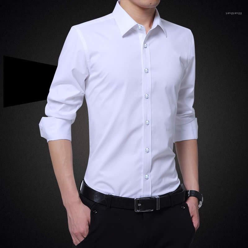 

Men's Casual Shirts Can Print Spring And Autumn Professional Shirt Business White Solid Color Large Size Long Sleeve, Reg