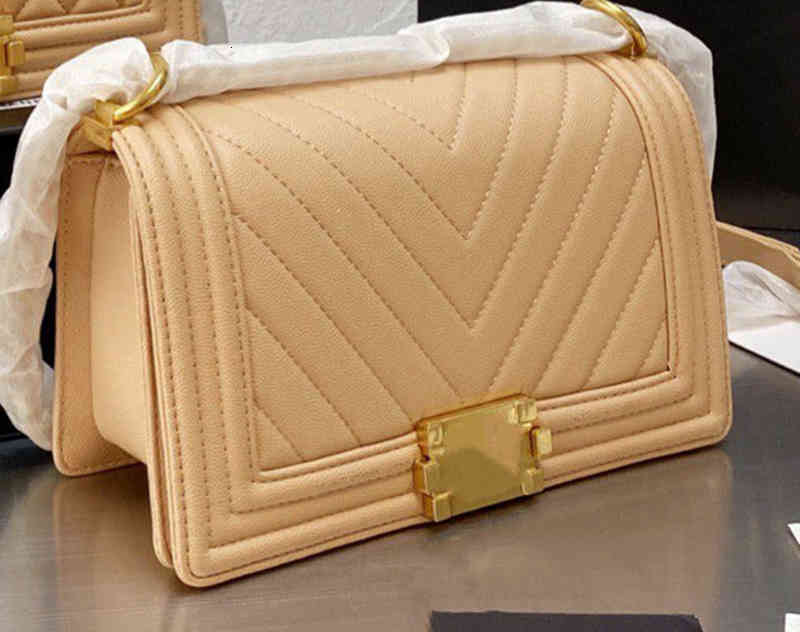 

7A Classical Chevran Line Caviar Bags Quilted Flap Designers Calfskin Interwoven Chain Crossbody Official original imported Genuine le, Specification selection