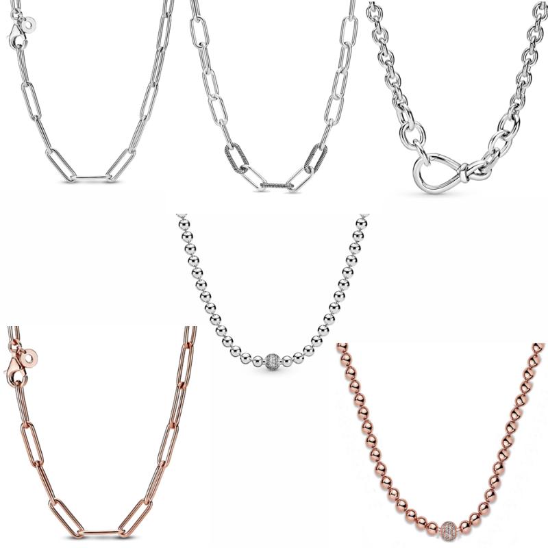 Chaînes Original collier de perles en argent Sterling 925 adapté pour pendentif bijoux à bricoler soi-même chaînes