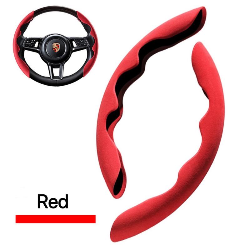 

Red Suede Anti-skid Steering Wheel Cover Booster Universal Fit All Car Model