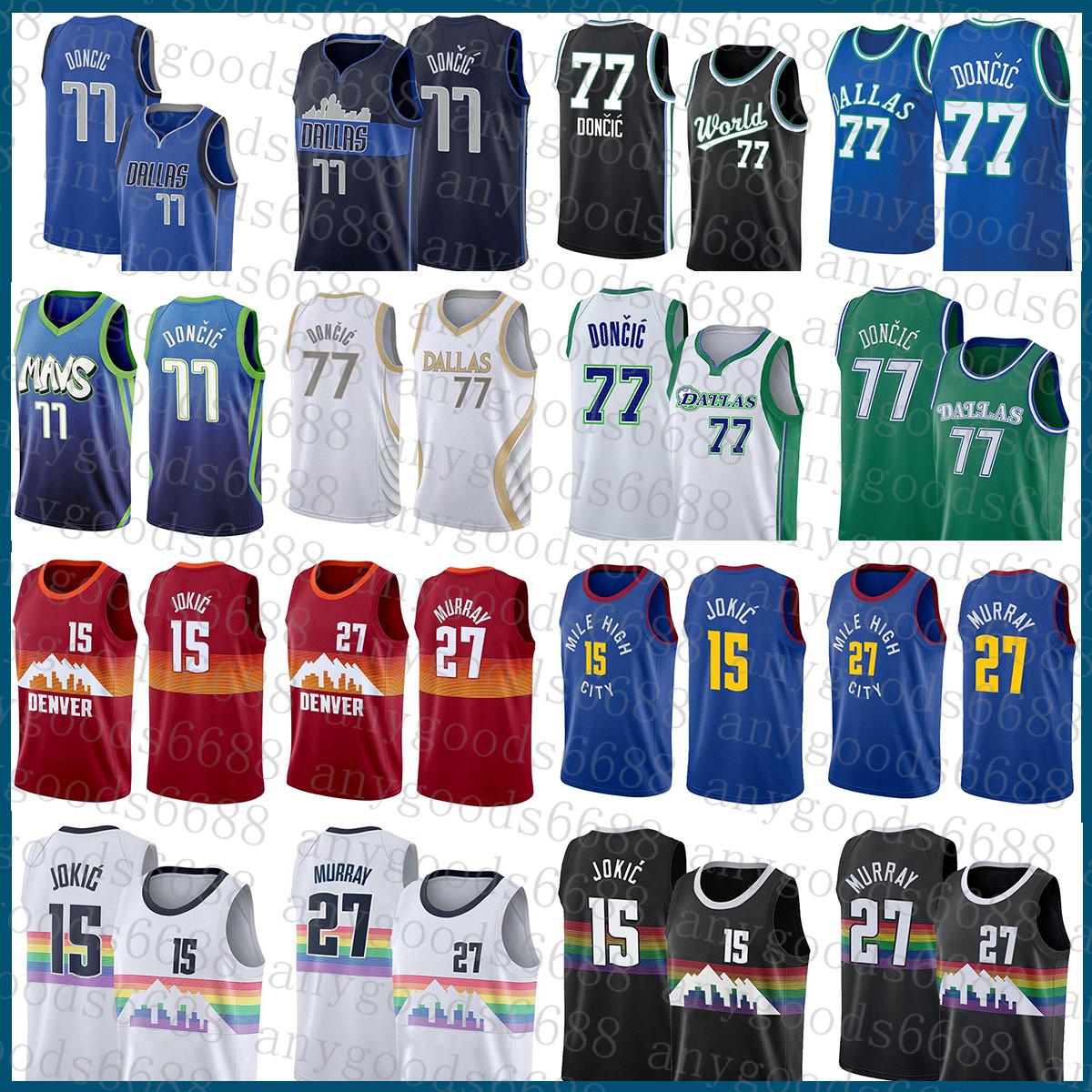

Dallas''Mavericks''Men Denver''Nuggets''Men 41 15 Luka Doncic Jamal Murray Basketball Jersey 77 27 Nikola Dirk Nowitzki Jokic 034