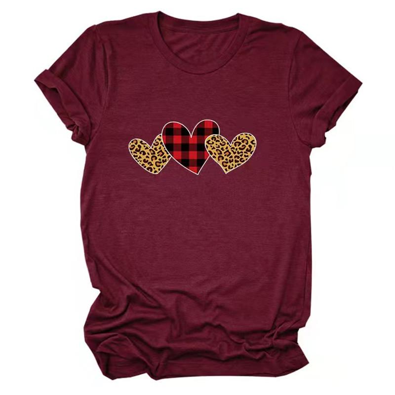 

Women's T-Shirt European And American Women's Valentine's Day Short Sleeve Round Neck 2082Women's