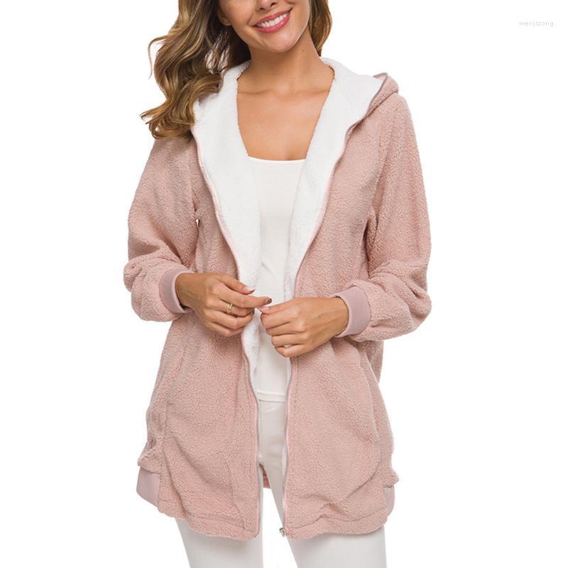 

Women's Hoodies & Sweatshirts Autumn Winter Thicken Hoodie Coats 2022 Fashion Women Long Sleeve Fleece Cashmere Warm WDC6268, Pink