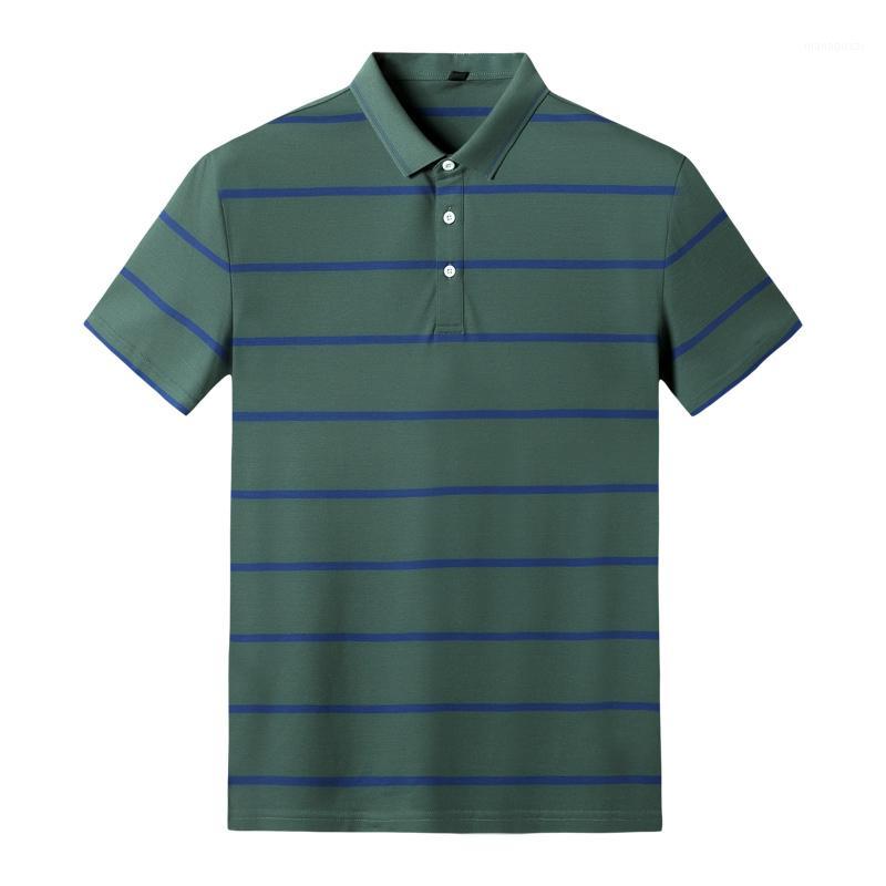

8XL 6XL Brand Striped Shirt Men Summer Cotton Turn-down Collar Breathable Anti-Wrinkle Business Tops Tee Hombre