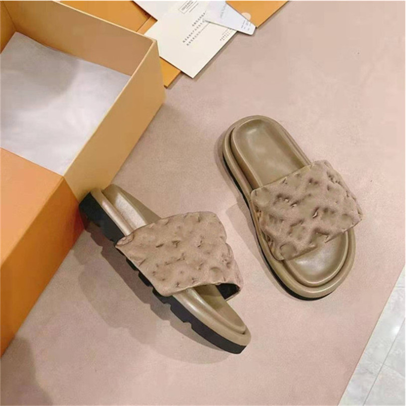 

Designer Comfortable Slide Luxury Slippers Pillow Comfort Velcro Mules Letter Printing Thick Bottom Women Men Slipper Casual Style Cowhide, Orange
