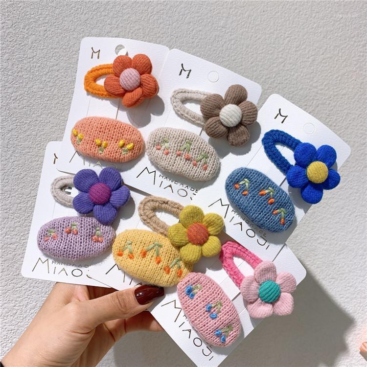 

Hair Accessories Autumn Winter Baby Girls Embroidery Clip BB Hairpin Side, Orange