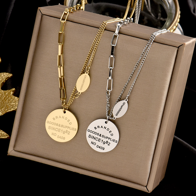 

Vintage Round Portrait Coin Metal Pendant Necklace For Women Gold Sliver Color Choker Multi Layer Charm Chain On The Neck Fashion Gift Hip Hop Necklaces