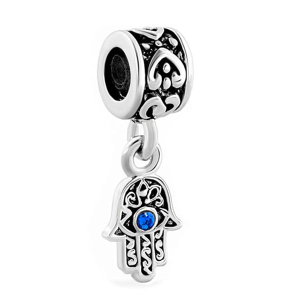 925 Perles de charme en argent pendent 1pc Blue Evil Eye Hamsa Hand of Fatima perle Fit Charms Bracelet Brick Bijoux Accessoires