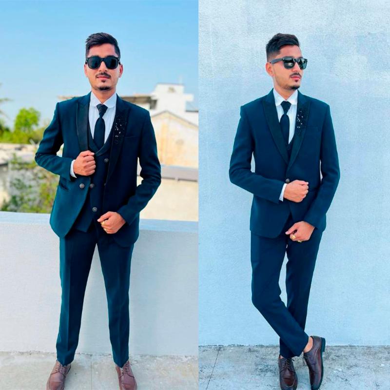 

Men's Suits & Blazers Dark Green Men Suit Tailor-Made 3 Pieces Modern One Button Blazer Pants Fashion Wedding Groom Business Causal Prom Tai, Black