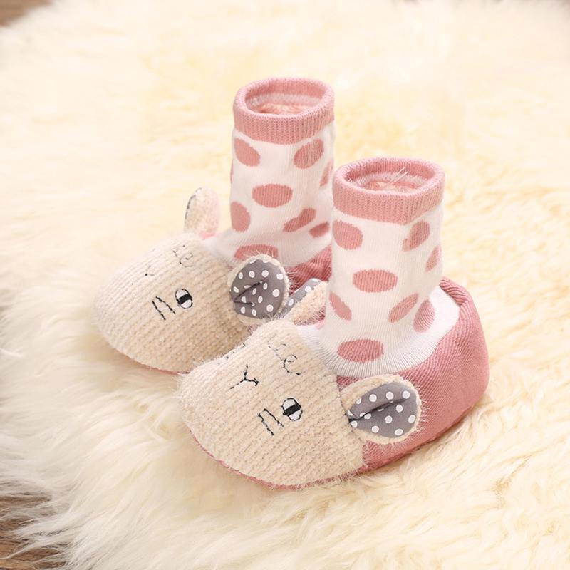 

First Walkers Cute Cartoon Warm Born Toddler Boots Baby Girls Boys Shoes Soft Sole Snow Non-slip Crib Booties For -18 M, Pink