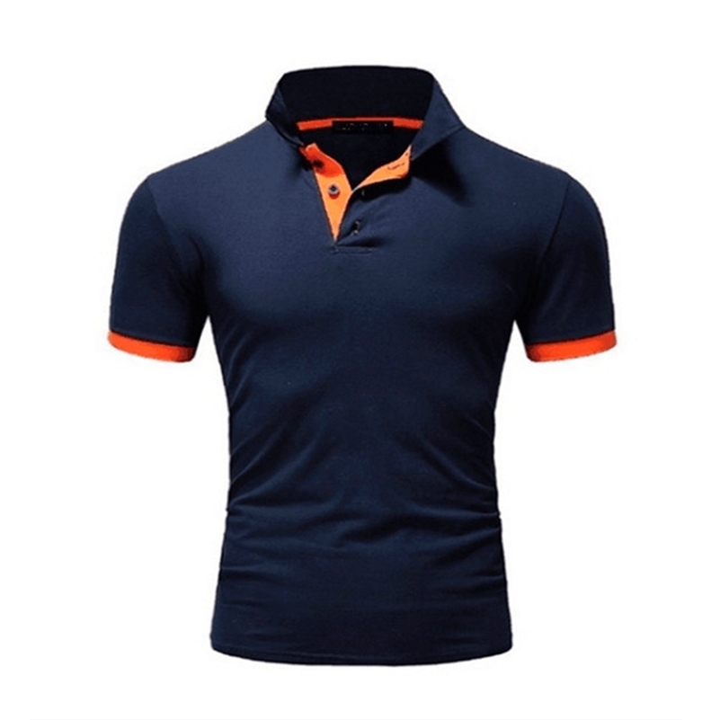 Summer short Sleeve Polo Shirt men fashion casual Slim Solid color business polo shirts mens clothing 220618