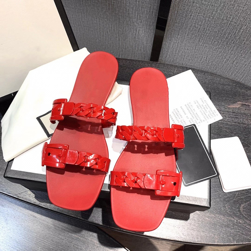 

Designer Jelly slippers Women Rubber slippers Fashion Flat Slides Sandal Beach Sandals Party Shoes Red Green Summer Flip Flops With Box NO54, Color 3