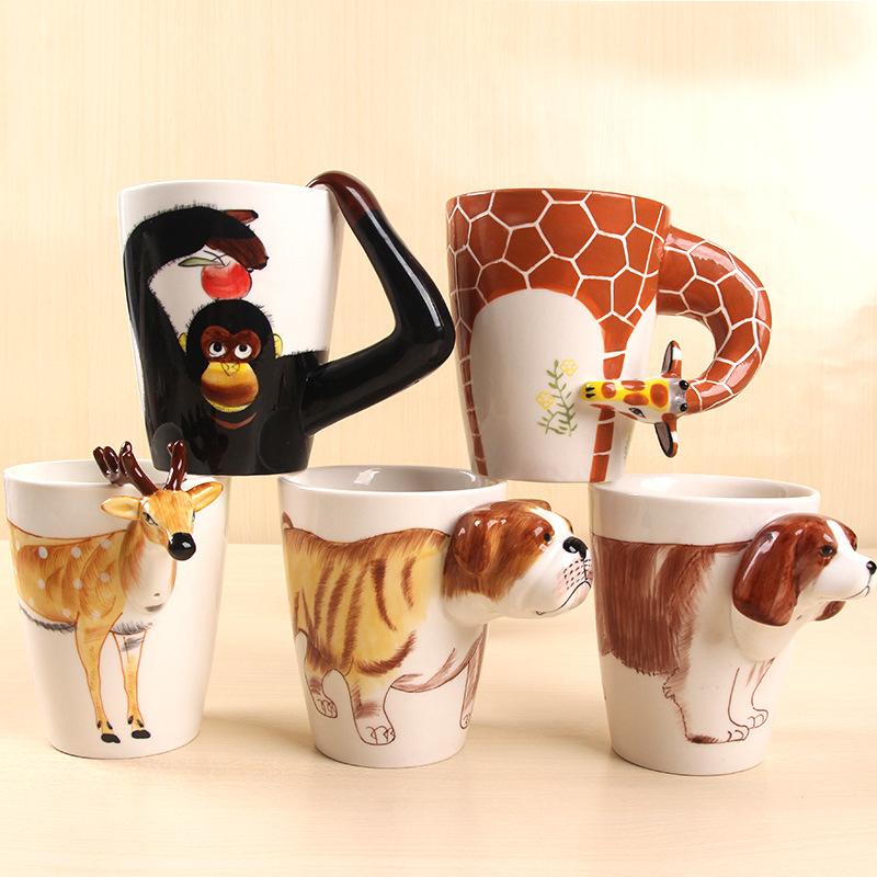 

Mugs 3D Three-dimensional Animal Ceramic Cup Personalized Painted Mug Water Creative Coffee Tumbler Cups In Bulk, Black