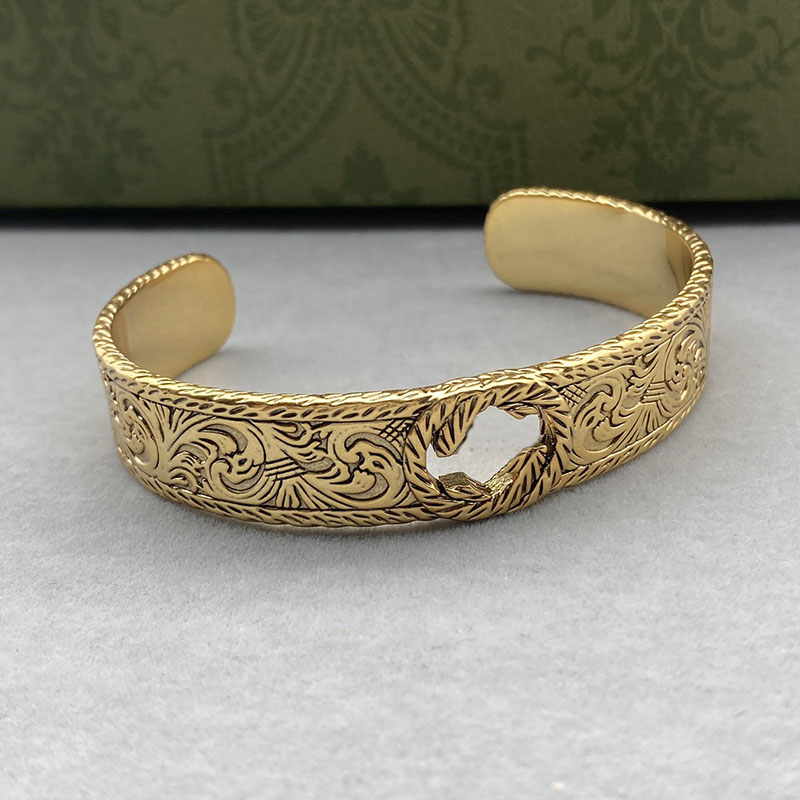 Womens Gold Carved Bracelet Men Thick Bracelets Fashion Designer Mens Jewelry Luxury Letter G Couple Jewellery Wedding Gift Party 985-image-764439644