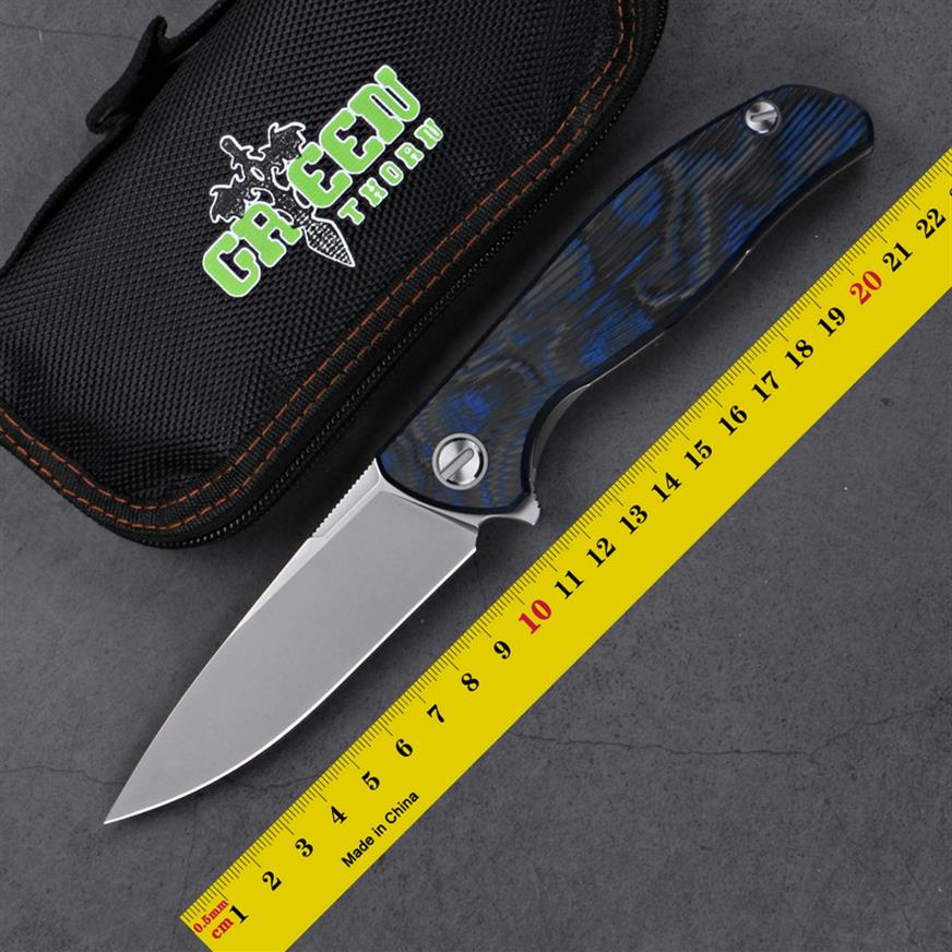 

Green Thorn Custom F95 HATI Folding Knife K110 Blade Carbon Fiber 3D Titanium Handle Camping Outdoor Survival Tactics Fishing Hunt219d