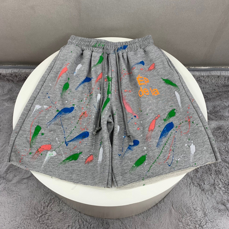 

22fw Europe USA Painted Skateboard Shorts Summer Women Men Terry High Street Running Middle Pants Jogging Short Sweatpants, Purple