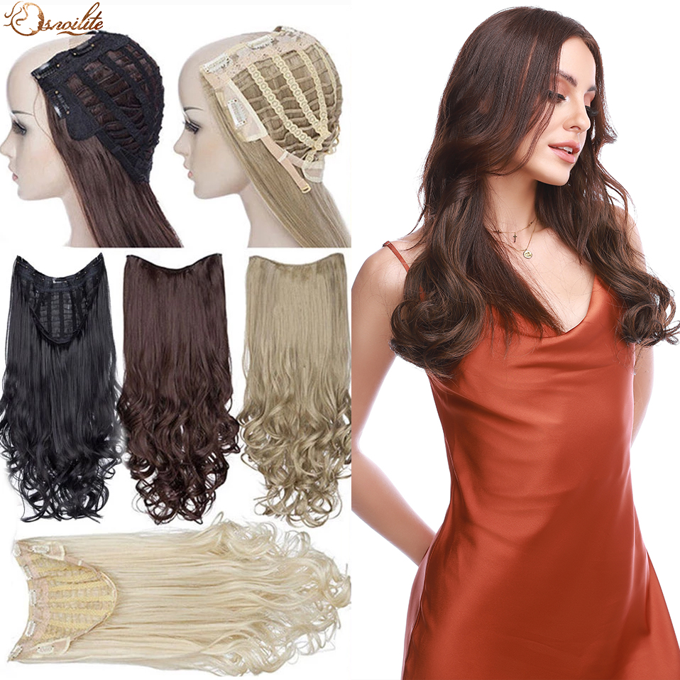 Costume Accessories S-nolilite Synthetic U Part Clip In One Piece Hair Extension Wavy Half Head U Wig Extension Natural Hair Hairpiece For W-image-772561607