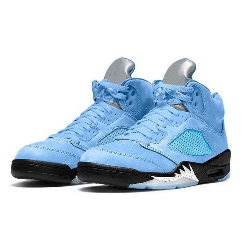 

Men Jumpman 5 Basketball Shoes 5s UNC Raging Red Concord Blue Blue Metallic Green Bean Anthracite Alternate Sports Sneakers, (22)