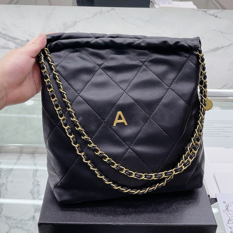 

Designer Women 22 Hobo Shopping Bag France Paris Brand Chains Drawstring Tote Handbags Lady Qulited Leather Large Capacity Shoulder Handbag Luxurys Designers Bags, Pink