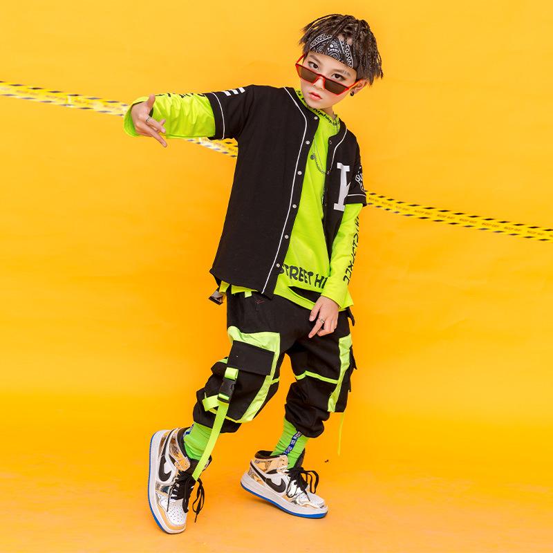 

Clothing Sets Boys Hip Hop Cargo Pants Crop Top Child Short Sleeve Jacket Girls Sweatshirt Street Dance Clothes Kids Joggers StreetwearCloth
