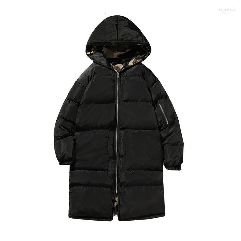 

Men's Down & Parkas Both Sides Wear Camouflage And Black Fashion Hooded Men Jackets Coats Autumn Winter Thick Warm Outwears Long Kare22