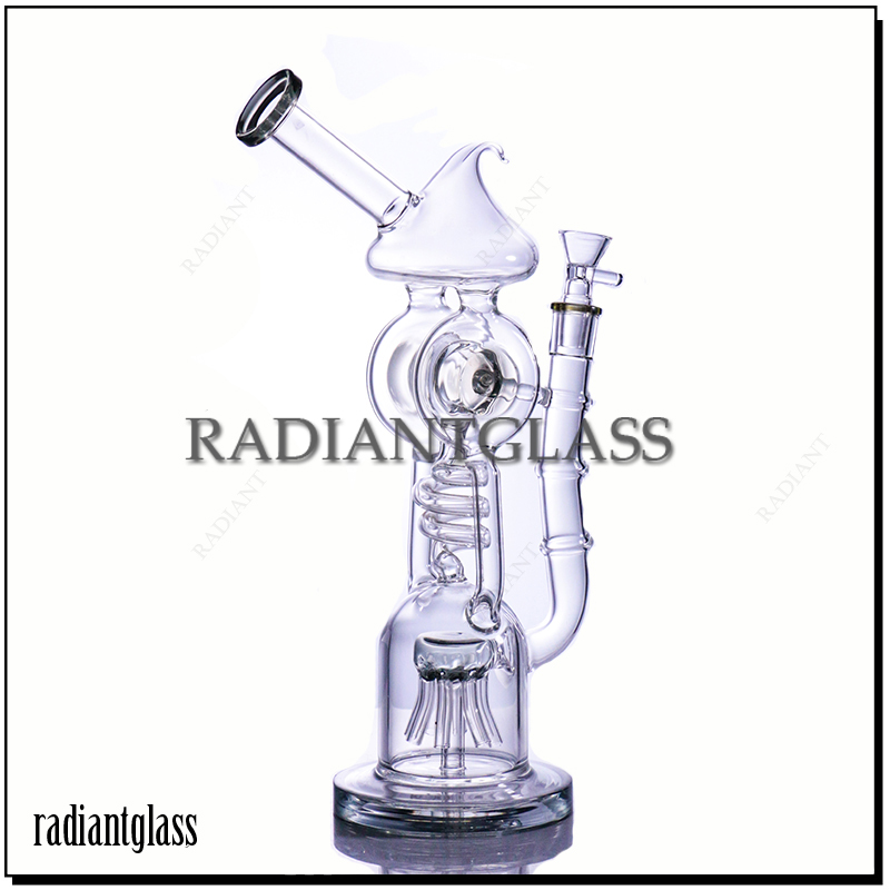 

Hookahs 12inches Bongs mixed three styles Lookah Glass Spiral Recycler Percolator Rig Tobacco Pipe Bong with bowl 14mm