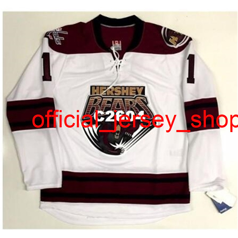 

real Full embroidery #1 Brayden Holtby AHL Hershey Bears Hockey Jersey or custom any name or number Hockey Jersey, White