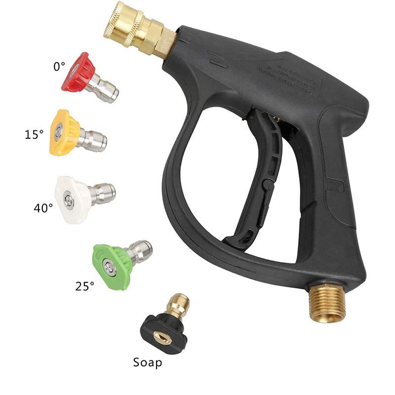 

Water Gun & Snow Foam Lance Hign Quanlity 1/4" Quick Release With 5pcs Soap Spray Nozzles High Pressure Car Washer 14mm M22 SocketWater