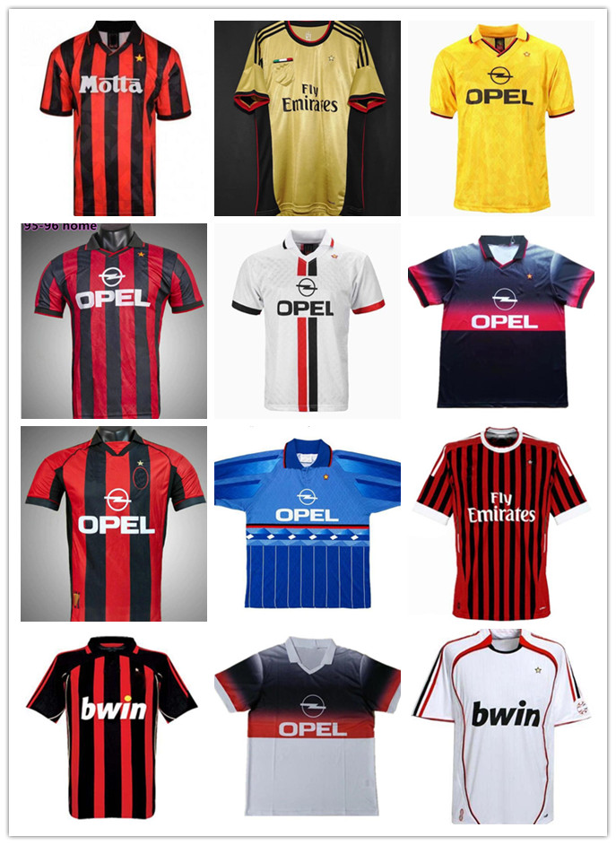 

90 91 Retro shirts home 95 96 97 Gullit SOCCER JERSEY 01 02 03 Maldini Van Basten football KAKA Inzaghi 06 07 milan 2009 PIRLO SHEVCHENKO BAGGIO Ac Milans, Grey