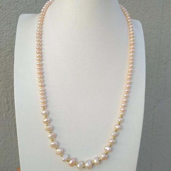 

18" Gorgeous AAA South Sea Natural Gold Pink Pearl baroque Necklace 14k