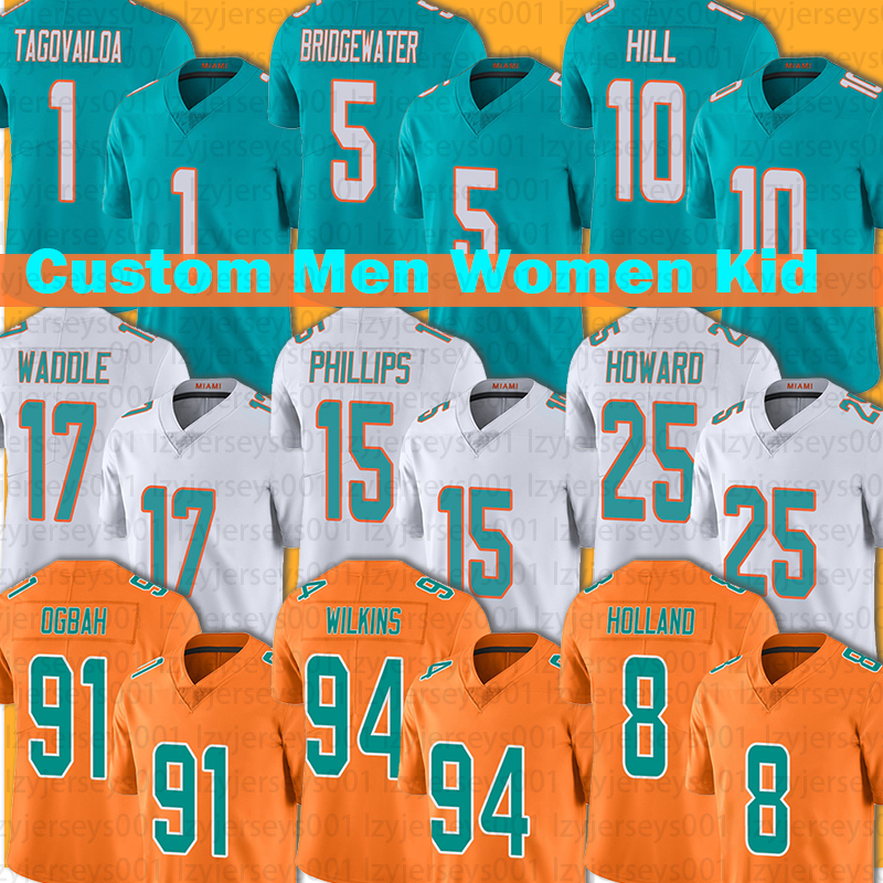 

Miami''Dolphins''Football Jersey Tyreek Hill Jaylen Waddle Tua Tagovailoa Dan Marino Jevon Holland Xavien Howard Mike Gesicki Jaelan Phillips Austin Jackson, Custom men jersey