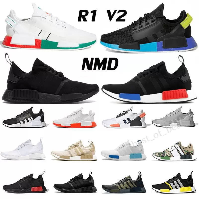 high quality Nmd r1 v2 mens running shoes White Speckled aqua tones mexico city metallic black mens womens outdoor trainers sports sneakers