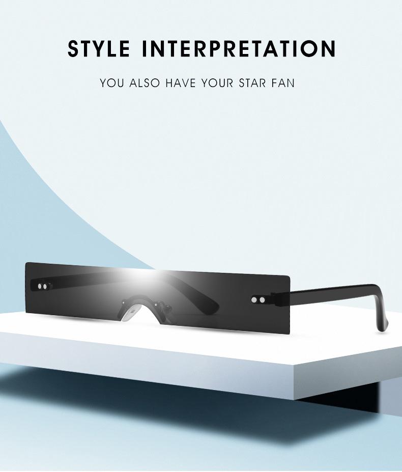 

Sunglasses Luxury Rimless Oversized Women Brand Designer One Piece Lens Fashion Sun Glasses Gradient Large Eyewear Big Shades