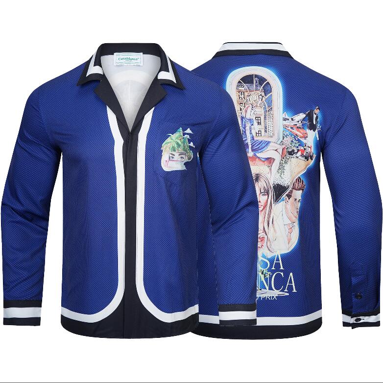 22ss Casablanca new Men's women's shirts couple Long Sleeve Shirt Mens Casual designer Shirts