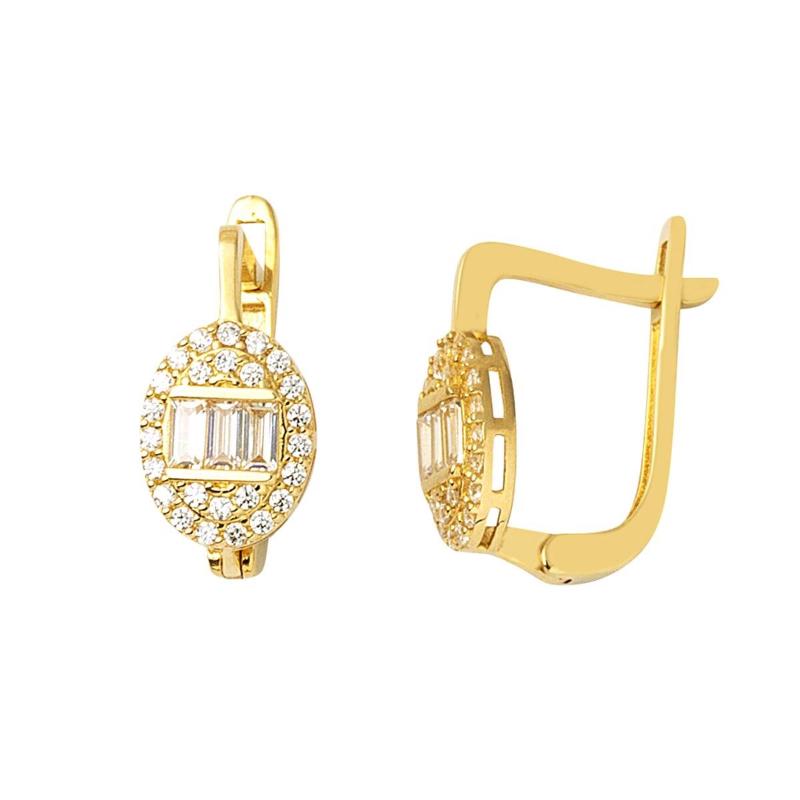 

Clip-on & Screw Back Baget Gemstone 14 Oval Gold Earrings