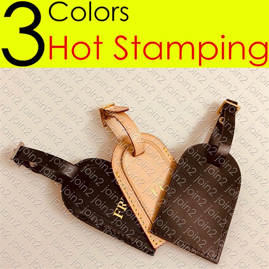 

STAMP STAMPING Designer CARRYALL Leather ID Holder Removable Name Tag Nametag Label Bag Charm Key Bell Padlock Travel Duffle L234G