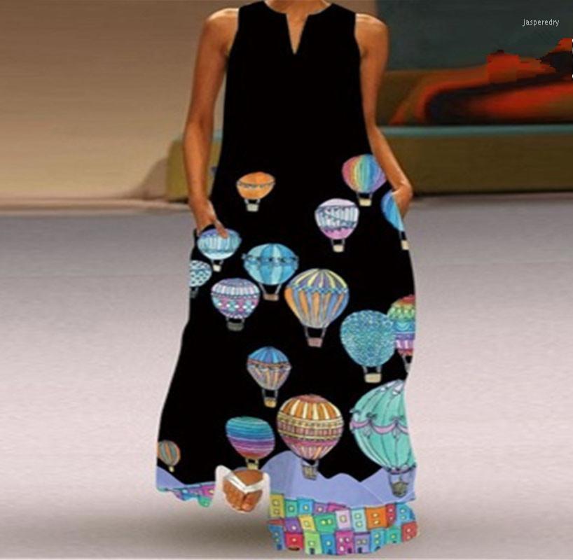 

Plus Size Dresses Women Maxi Dress Sexy V-Neck Sleeveless Beach Party 4XL 5XL Casual Loose Pockets Long Vestidos Jasp22, Weier-210 pink