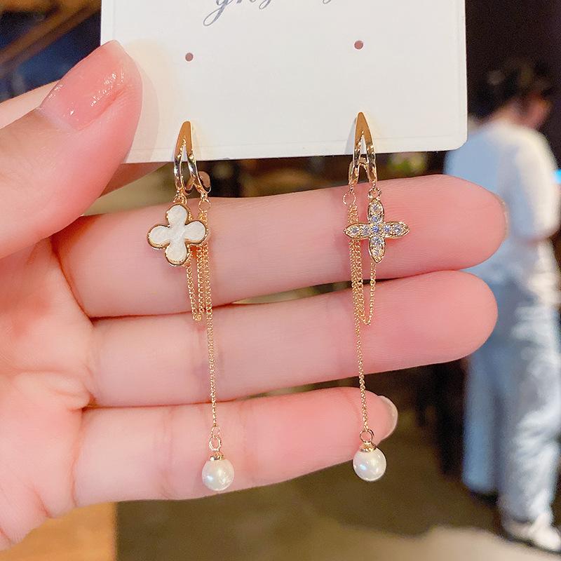 

Dangle & Chandelier Korea Long Tassel Earring For Women S925 Silver 2022 Trend Lucky Clover Earrings Girl Gift Fashion Party Wedding Jewelry