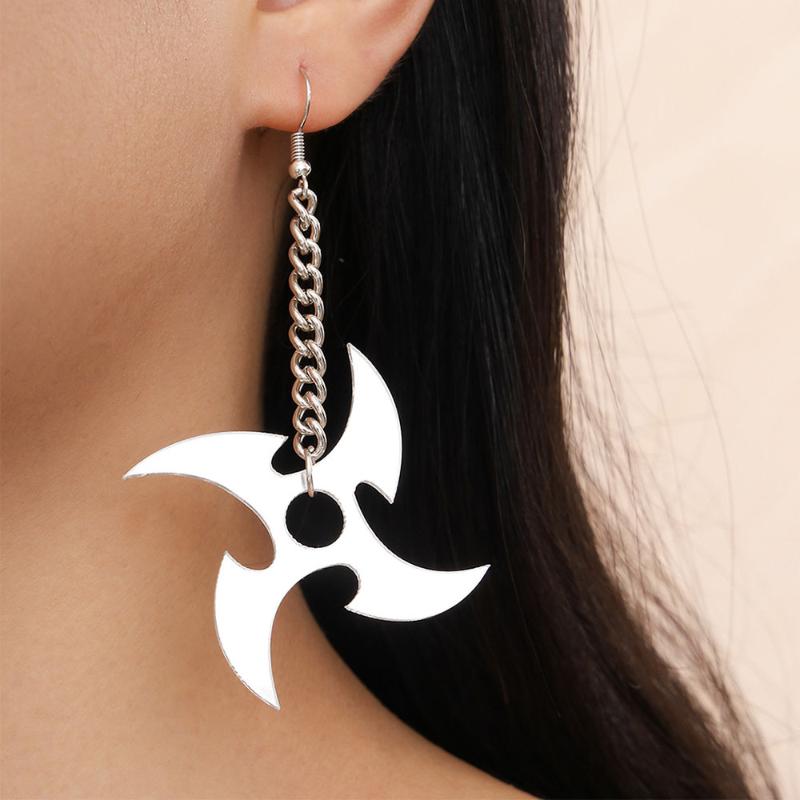 

Clip-on & Screw Back Fashion Exaggerated Personality Punk Style Ear Hook Long Pendant Darts Rotating Windmill For Men And Women JewelryClip-