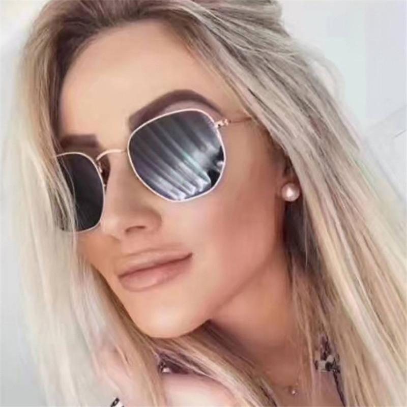 

Sunglasses Polygon Clear Square Women Men Fashion Brand Shades Lady Vintage Metal Small Frame Plain Eye Sun Glasses UV400Sunglasses