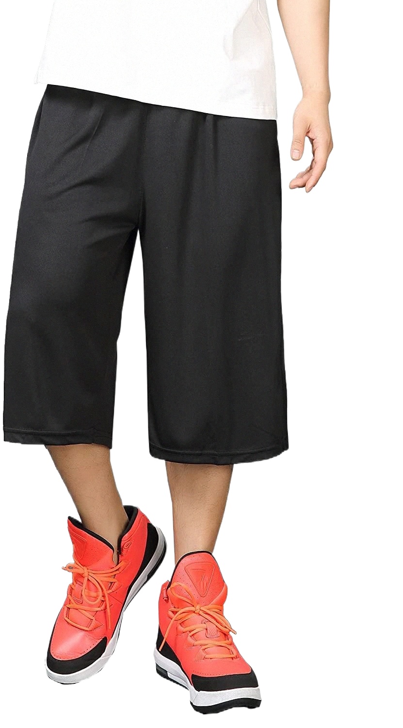 

basketball Shorts Men Long Plus Size Men's Solid Sports Running Workout Shorts Quick Dry Activewear p8C8#, Black
