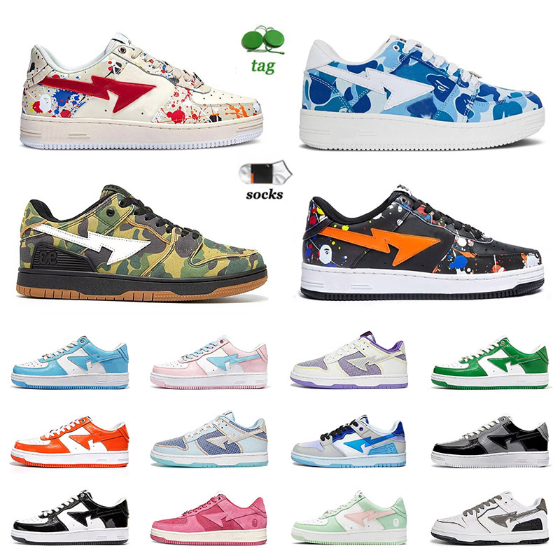 

Top Quality Baped Sk8 Sta Bapestas Low Casual Shoes Designer Mens Womens Black White UNC Coast Trail Green Camo Platform A Bathing Bapesta OG Sneakers Sports, C15