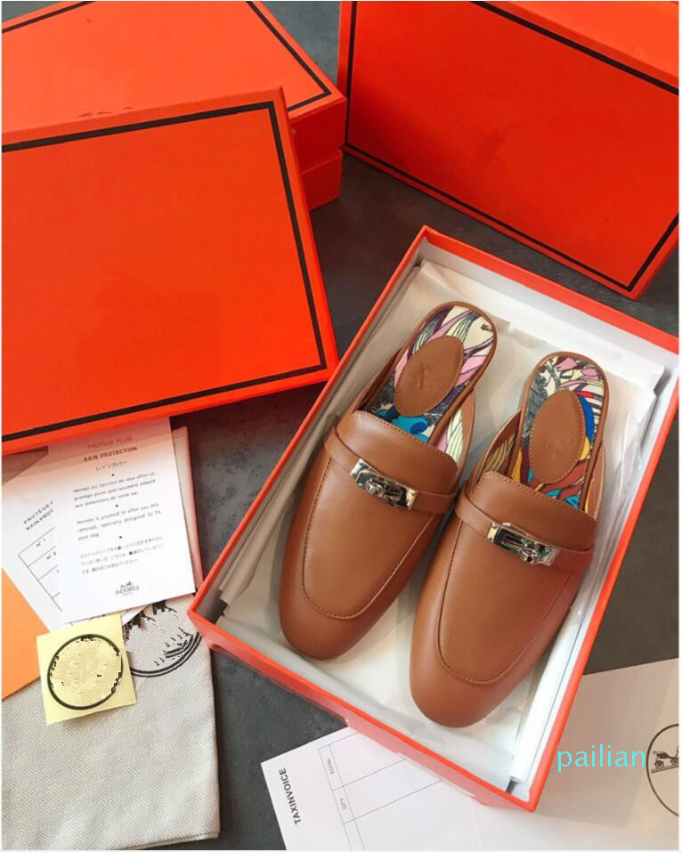 

designer leather ladies sandals summer flat shoes fashion beach women slippers H letter drag 35-40, Picture color1