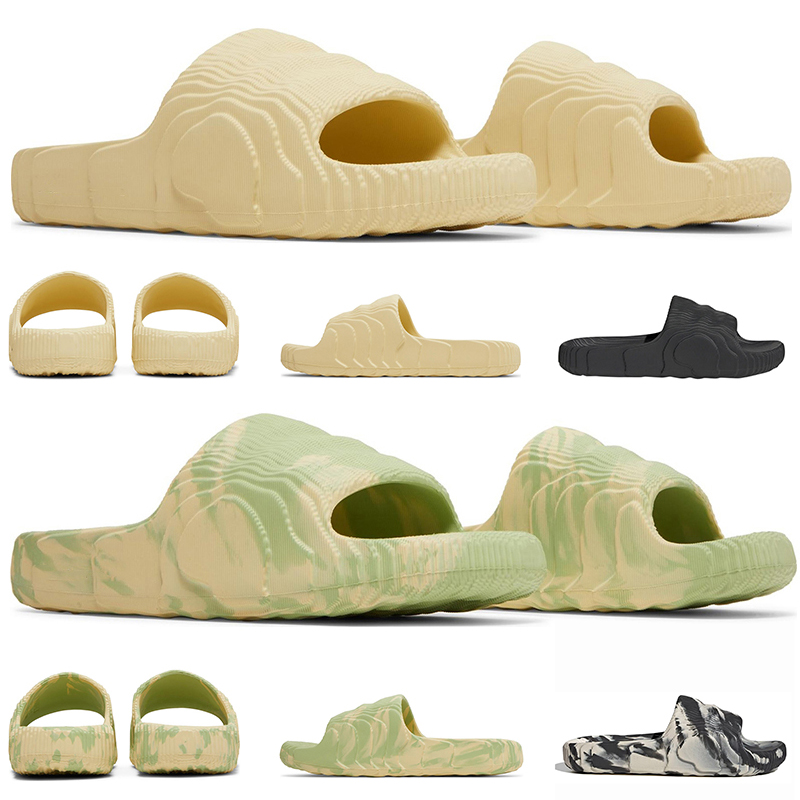 

adilette22 slides summer slippers adilette 22 sandals designer with box 2022 newest black grey white desert sand magic lime slipper mens womens flat shoes 36-45, B5 black grey