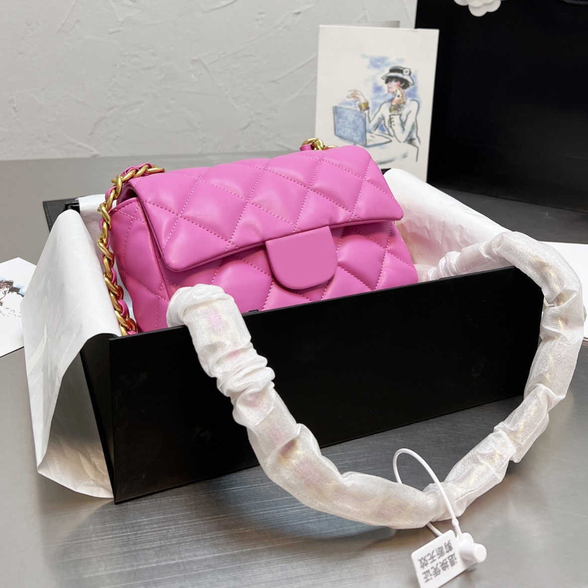 Sac à réseau diamant mini rabat carré sac gras sacs de portefeuille messager 2022 luxurys top concepteurs qualité femmes chaînes de tricotage fil