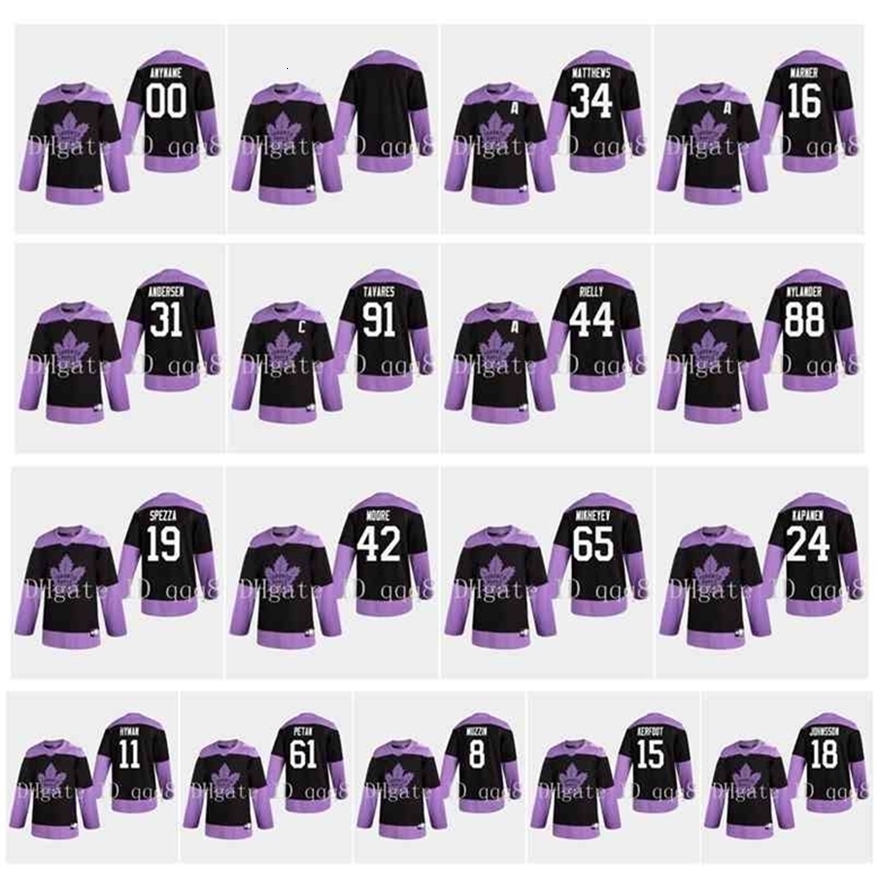 Xfl2020 95 Fights Cancer Practice Jersey 91 John Tavares 16 Mitch Marner 19 Jason Spezza 34 Auston Matthews 44 Morgan Rielly