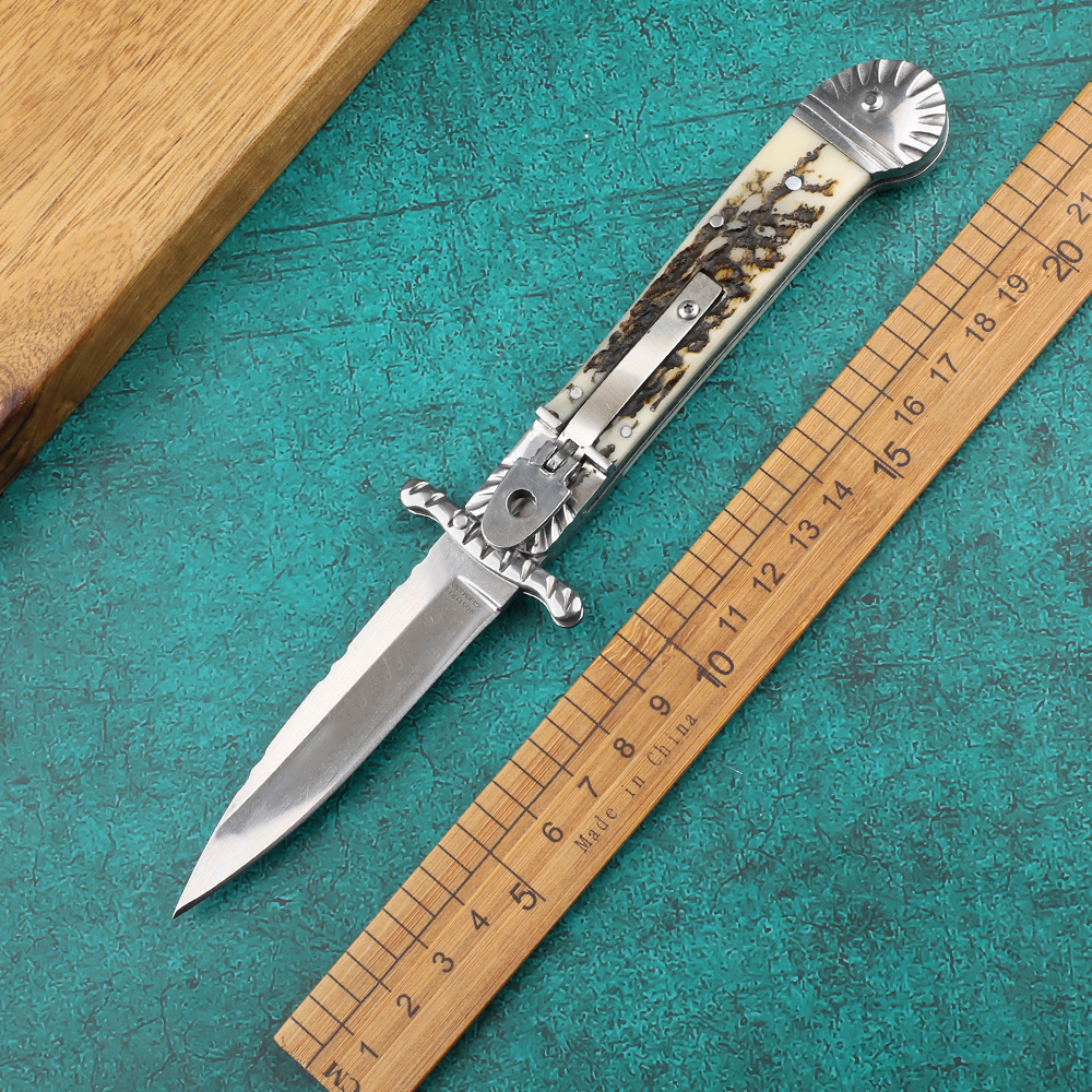 

Mini Outdoor Survival Automatic Knife 440C Mirror Blade EDC Camping Adventure Tool Kitchen Knife