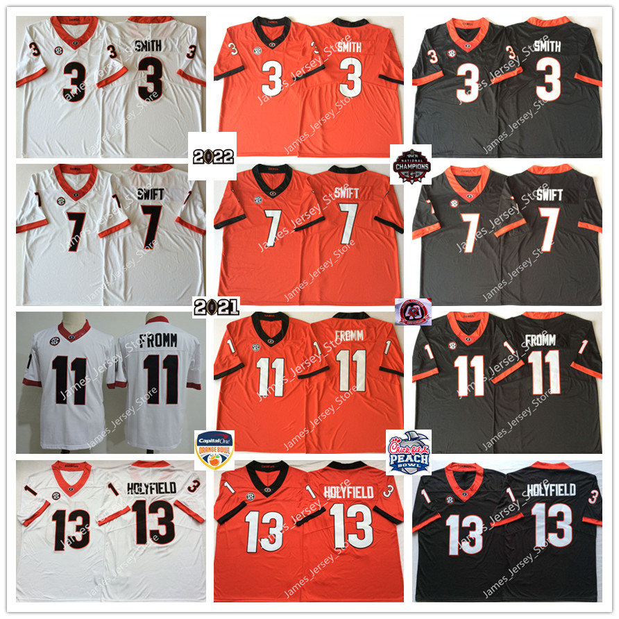 

13 Elijah Holyfield Jerseys 3 Roquan Smith Jersey 7 DAndre Swift Jerseys 11 Jake Fromm NCAA Georgia Bulldogs UGA Stitched College Football Wear JT Daniels Sony Michel, 11 jake fromm black jersey