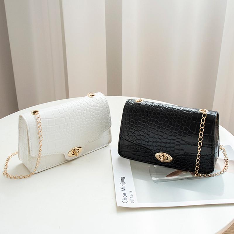 

Evening Bags Black Leather Small Messenger Bag For Women Trend Female Shoulder Fashion Ladies Crossbody Luxury Simple HandbagsEvening, White